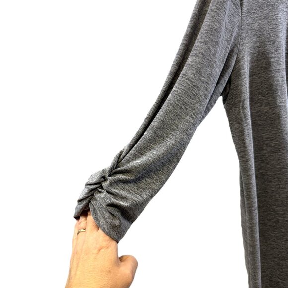 Fortune + Ivy Gray Keyhole Tunic Top, Long Sleeve, Plus Size XXL - Picture 2 of 8